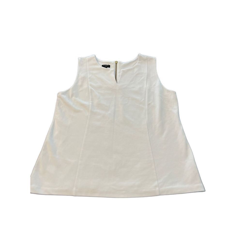 Talbots White Sleeveless Split Neck Shell blouse size PL